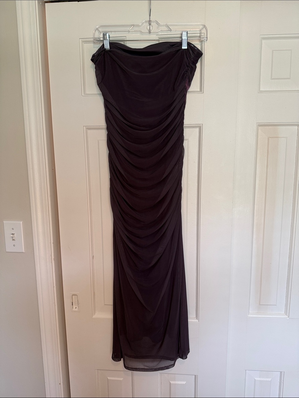 Open Edit Ruched Strapless Mesh Dress - Picture 2 of 6